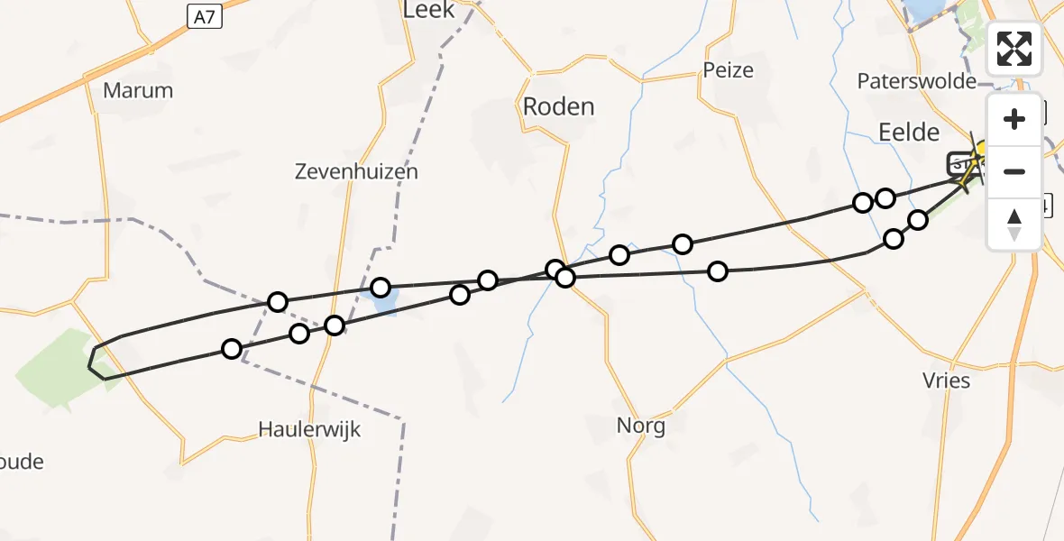 Routekaart van de vlucht: Lifeliner 4 naar Groningen Airport Eelde, Lugtenbergerweg