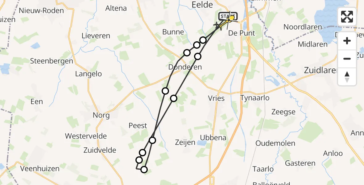 Routekaart van de vlucht: Lifeliner 4 naar Groningen Airport Eelde, Luchtenburgerweg