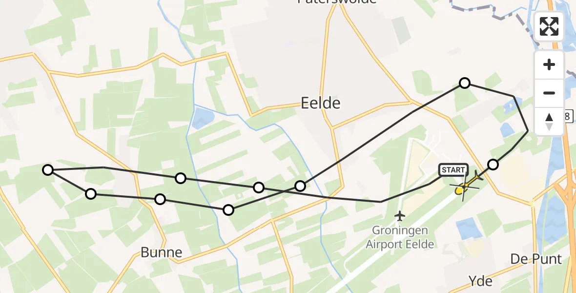 Routekaart van de vlucht: Lifeliner 4 naar Groningen Airport Eelde, Veldkampweg