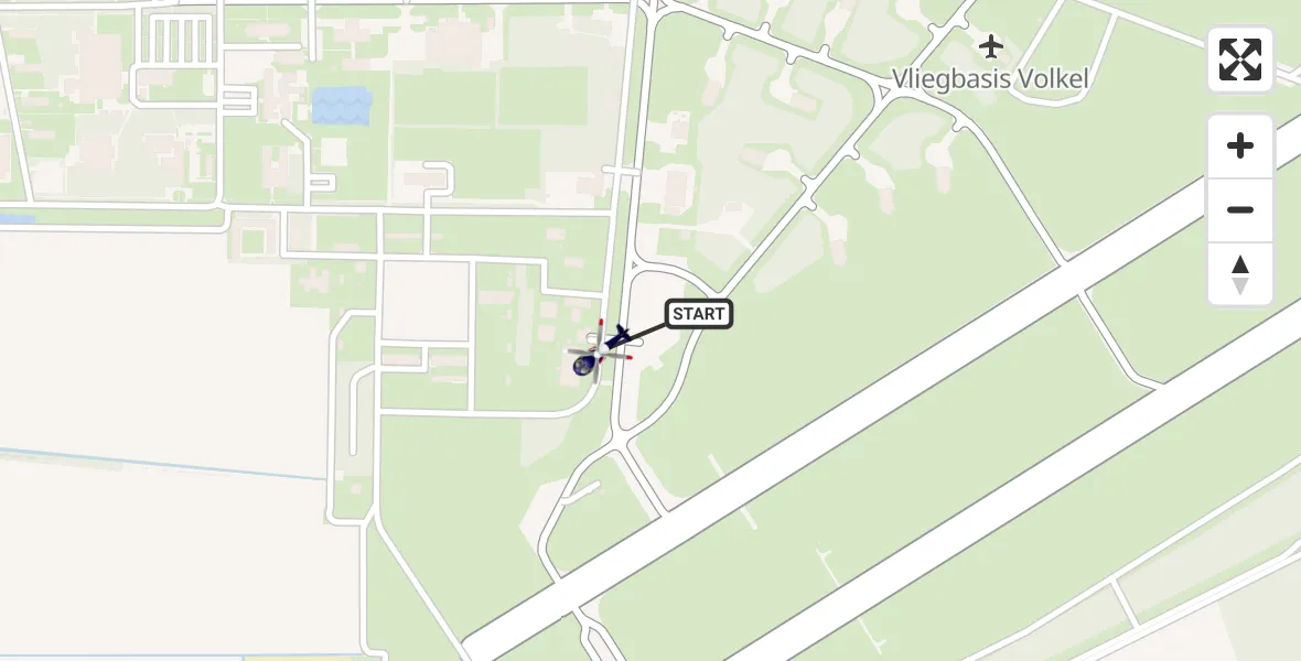 Vluchtroute Politiehelikopter van Vliegbasis Volkel naar Vliegbasis Volkel
