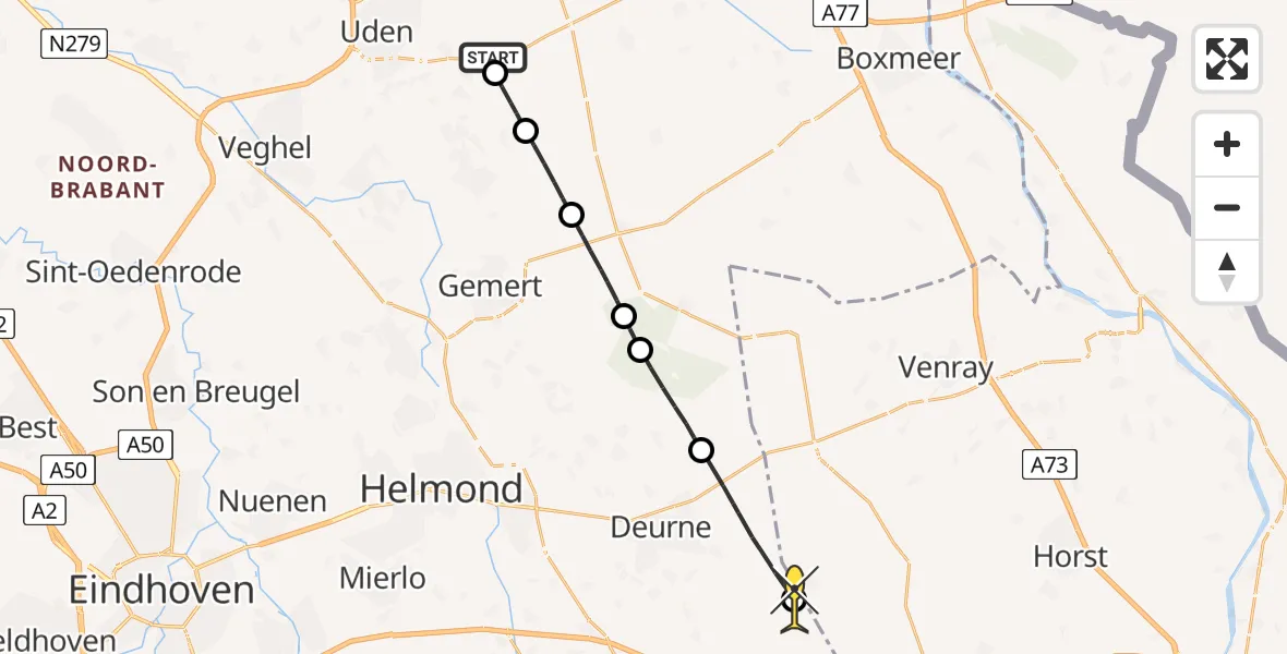 Routekaart van de vlucht: Lifeliner 3 naar Helenaveen, Oosterheidestraat