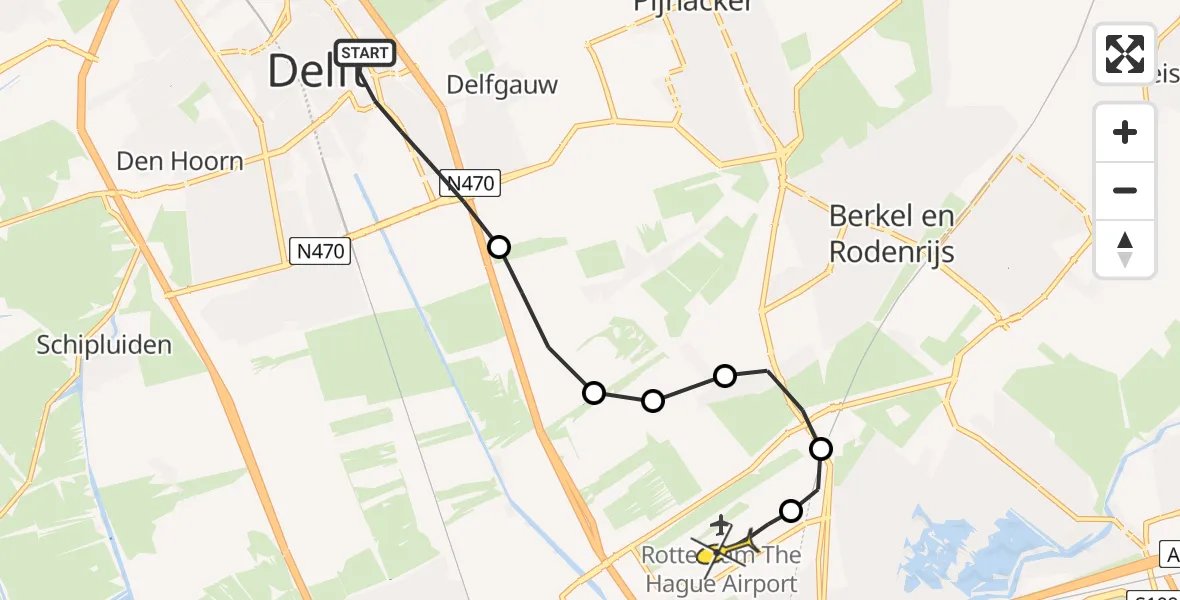 Routekaart van de vlucht: Lifeliner 2 naar Rotterdam The Hague Airport, Schoemakerstraat