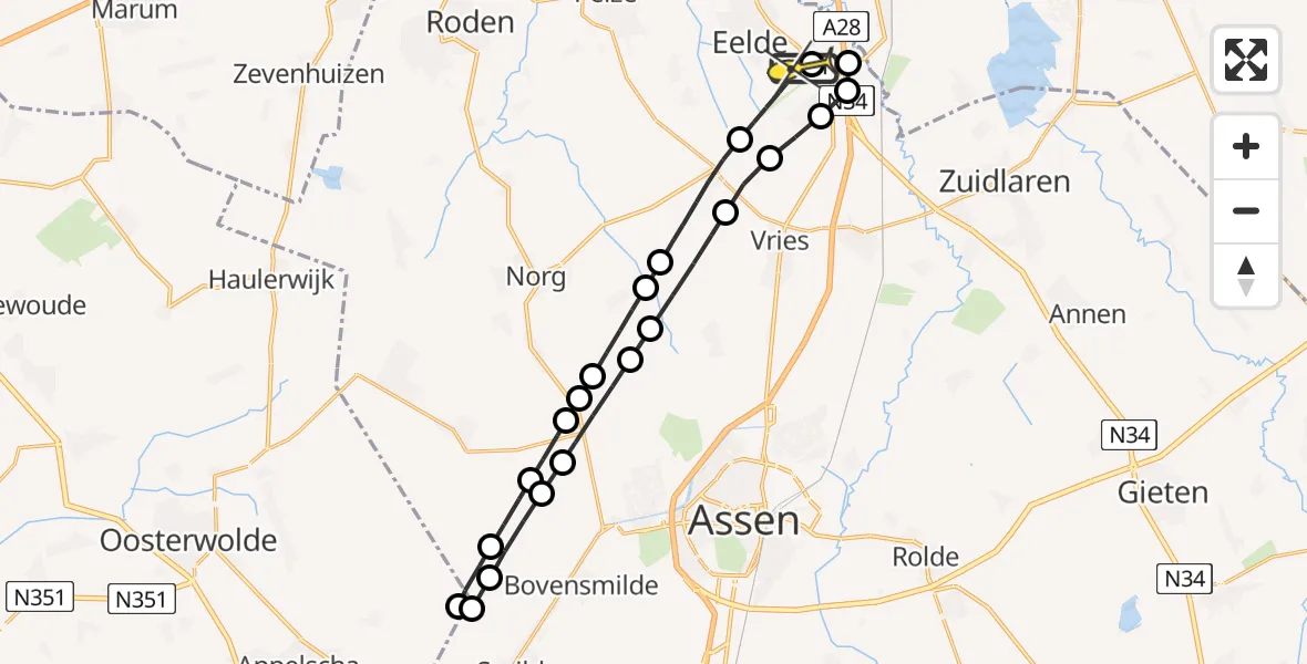 Routekaart van de vlucht: Lifeliner 4 naar Groningen Airport Eelde, Moespot