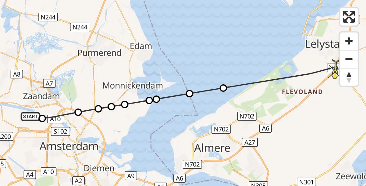 Routekaart van de vlucht: Lifeliner 1 naar Lelystad, Kajuitpad