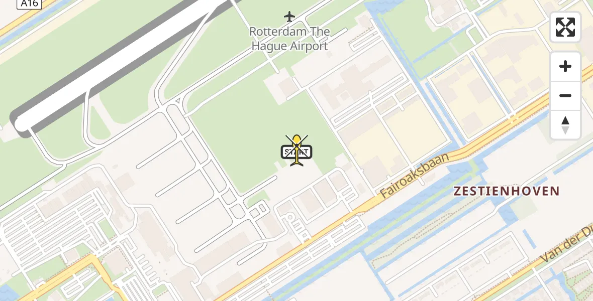 Routekaart van de vlucht: Politieheli naar Rotterdam The Hague Airport, Brandenburgbaan