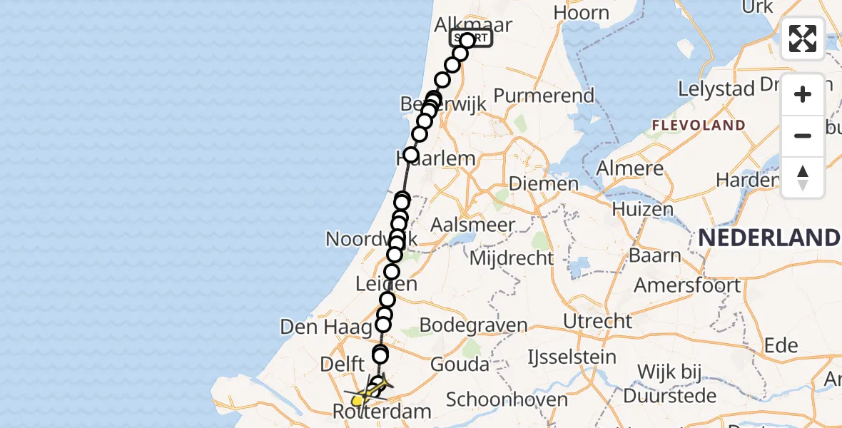 Routekaart van de vlucht: Lifeliner 2 naar Rotterdam The Hague Airport, Nijenburgerweg