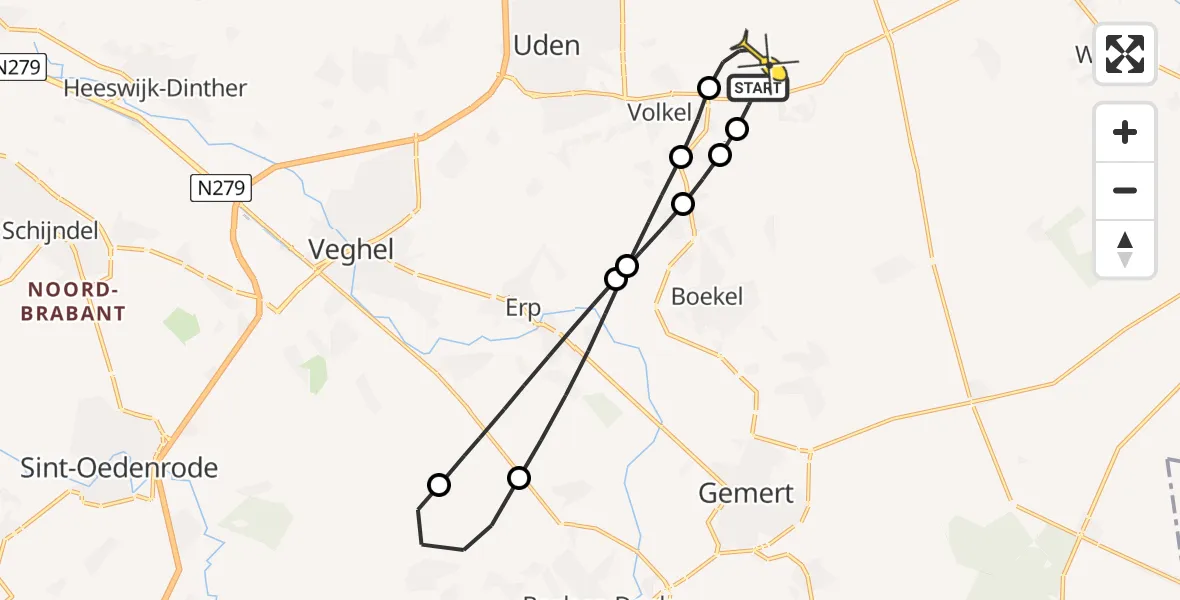 Routekaart van de vlucht: Lifeliner 3 naar Vliegbasis Volkel, Vogelstraat