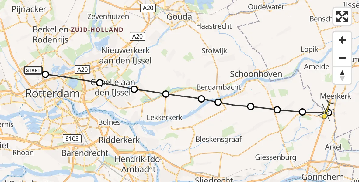 Routekaart van de vlucht: Lifeliner 2 naar Meerkerk, Ada Lovelacestraat