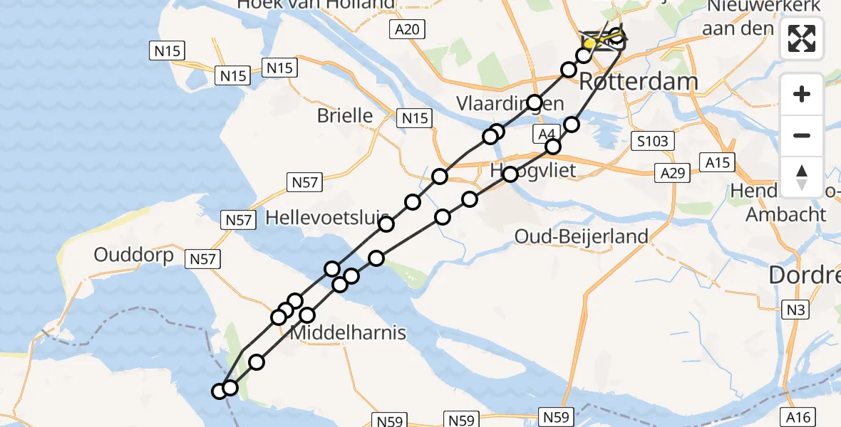 Routekaart van de vlucht: Lifeliner 2 naar Rotterdam The Hague Airport, Brandenburgbaan