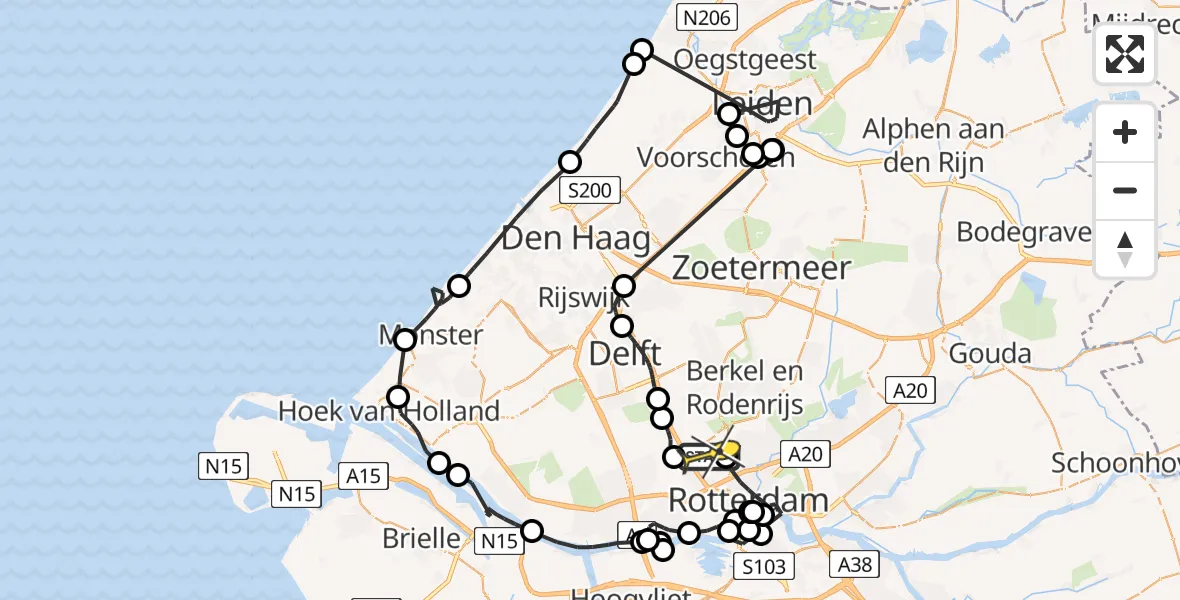 Routekaart van de vlucht: Politieheli naar Rotterdam The Hague Airport, Vliegveldweg