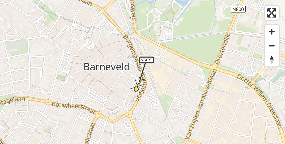 Routekaart van de vlucht: Lifeliner 3 naar Barneveld, Dominee Fraanjestraat