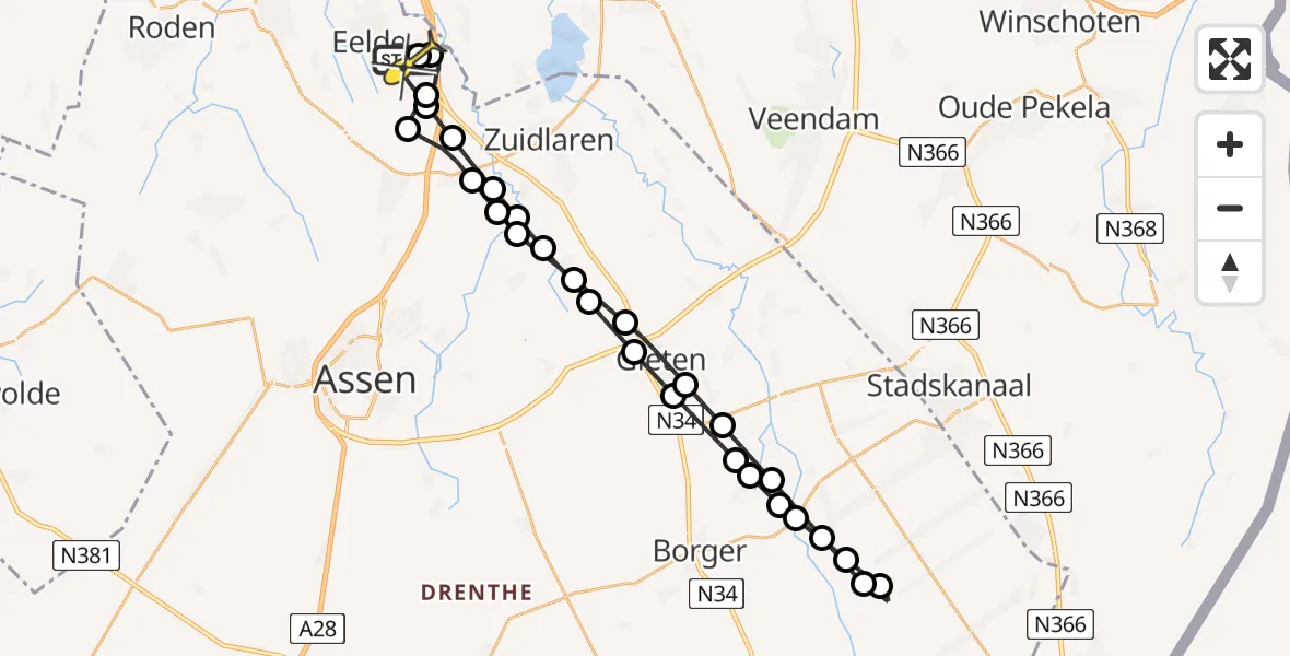 Routekaart van de vlucht: Lifeliner 4 naar Groningen Airport Eelde, Vissersweg