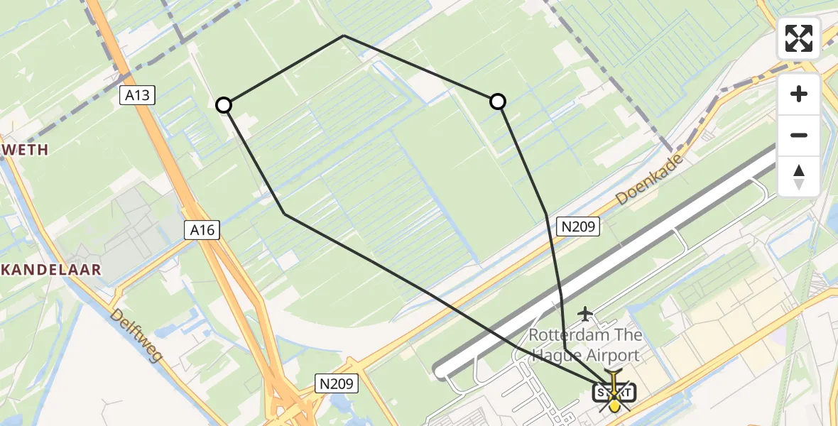 Routekaart van de vlucht: Lifeliner 2 naar Rotterdam The Hague Airport, Hofweg