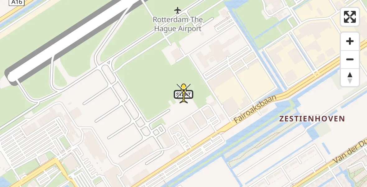 Routekaart van de vlucht: Politieheli naar Rotterdam The Hague Airport, Brandenburgbaan