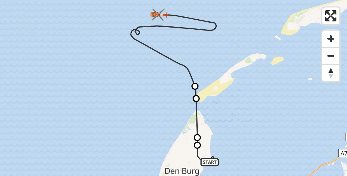 Vluchtroute Kustwachthelikopter Oosterend - , 21 oktober 2024, 16:38