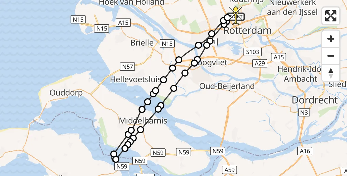 Routekaart van de vlucht: Lifeliner 2 naar Rotterdam The Hague Airport, Achterdijk