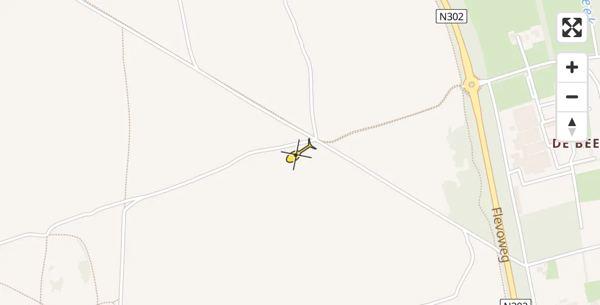 Routekaart van de vlucht: Politiehelikopter naar Ermelo