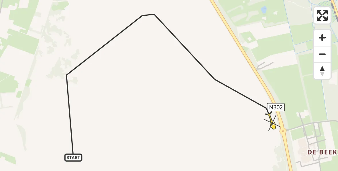 Routekaart van de vlucht: Politiehelikopter naar Ermelo, Koningsweg