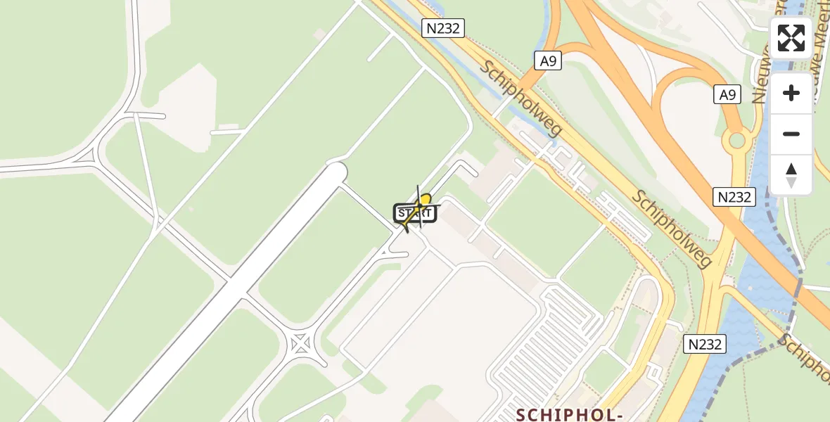 Vluchtroute Politiehelikopter van Schiphol naar Schiphol