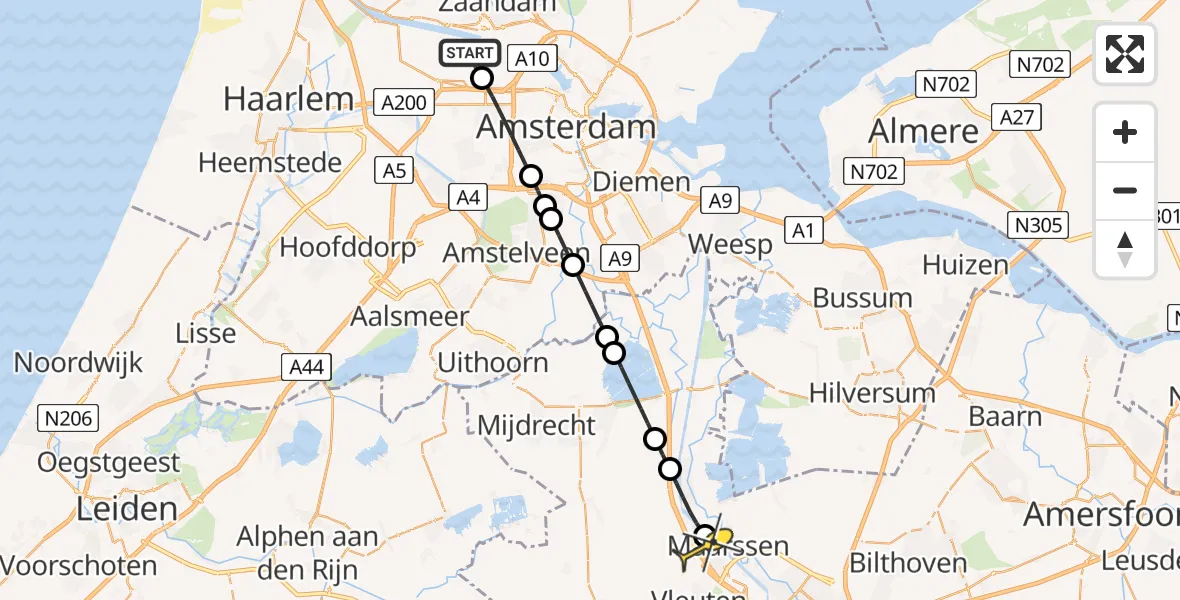 Routekaart van de vlucht: Lifeliner 1 naar Maarssen, Maltaweg