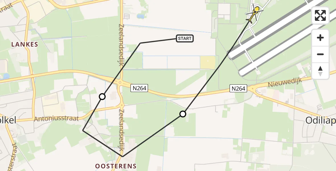 Routekaart van de vlucht: Lifeliner 3 naar Vliegbasis Volkel, Zeelandsedijk