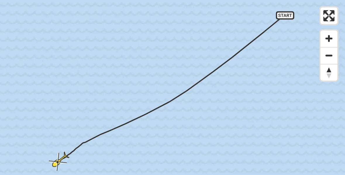 Routekaart van de vlucht: Kustwachthelikopter naar 