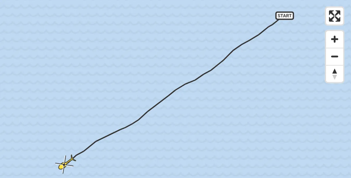 Routekaart van de vlucht: Kustwachthelikopter naar 
