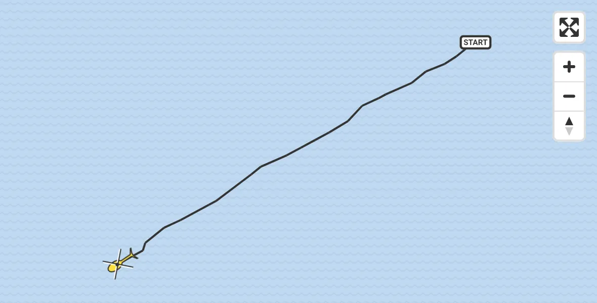 Routekaart van de vlucht: Kustwachthelikopter naar 