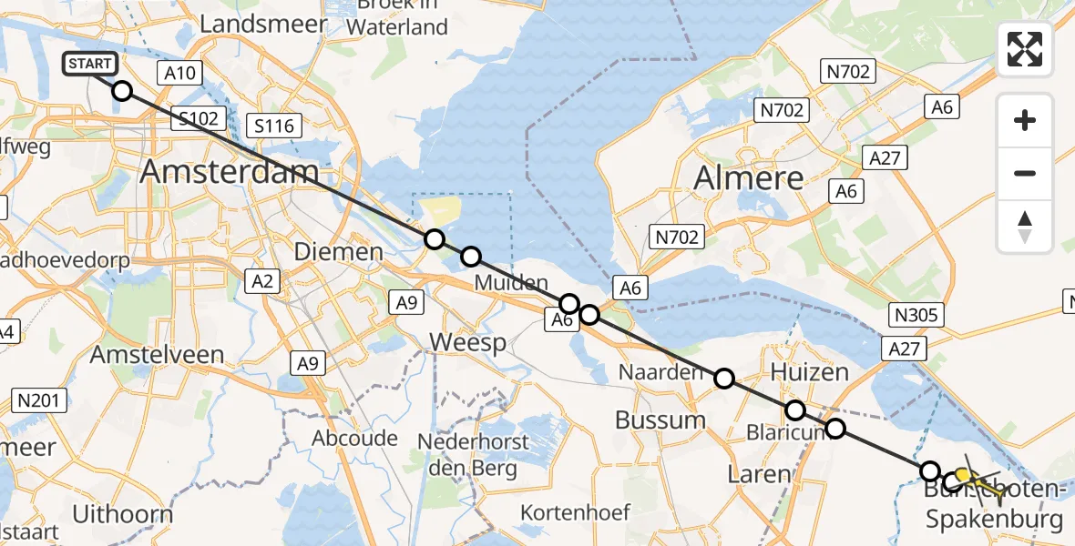 Routekaart van de vlucht: Lifeliner 1 naar Bunschoten-Spakenburg, Westhaven