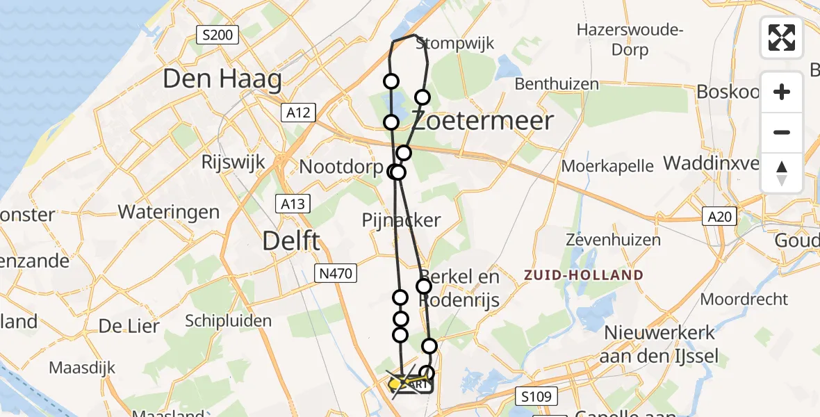 Routekaart van de vlucht: Lifeliner 2 naar Rotterdam The Hague Airport, Hofweg