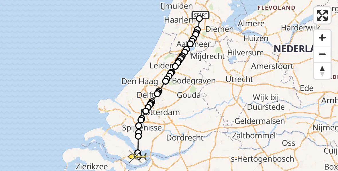 Routekaart van de vlucht: Lifeliner 1 naar Ooltgensplaat, Lichtpaal