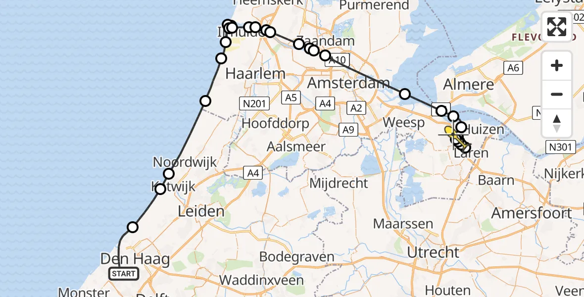 Routekaart van de vlucht: Lifeliner 1 naar Naarden, Fahrenheitstraat