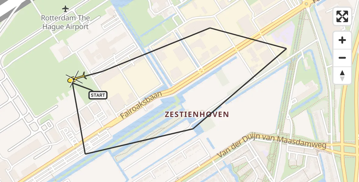 Routekaart van de vlucht: Lifeliner 2 naar Rotterdam The Hague Airport, Zestienhoven