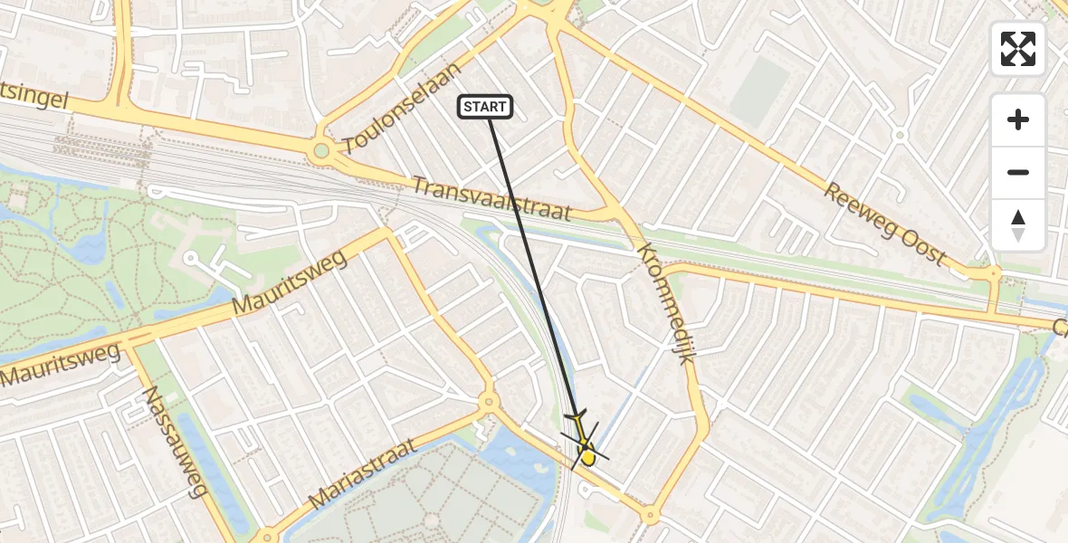 Routekaart van de vlucht: Politiehelikopter naar Dordrecht, Korte Scheidingsweg