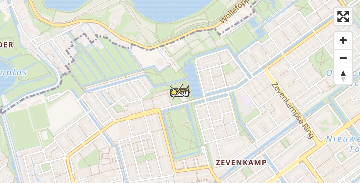 Routekaart van de vlucht: Lifeliner 2 naar Rotterdam, August Vermeijlenpad