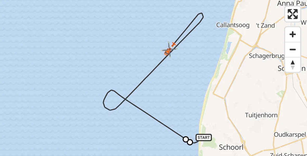 Vluchtroute Kustwachthelikopter Schoorl - , 22 oktober 2024, 16:46