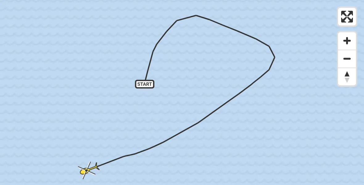 Routekaart van de vlucht: Kustwachthelikopter naar 