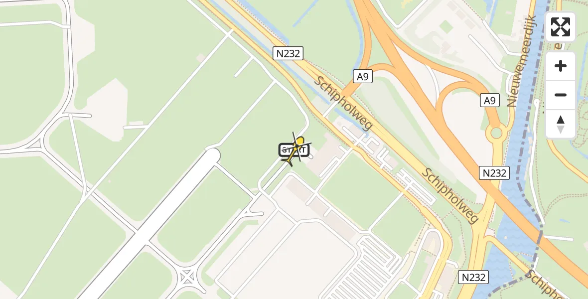 Vluchtroute Politiehelikopter van Schiphol naar Schiphol