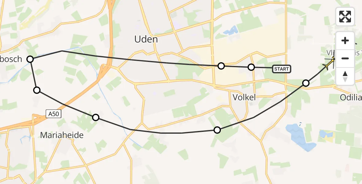 Routekaart van de vlucht: Lifeliner 3 naar Vliegbasis Volkel, Maasstraat