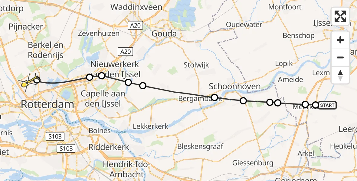 Routekaart van de vlucht: Lifeliner 2 naar Rotterdam The Hague Airport, Sint Nicolaasvliet