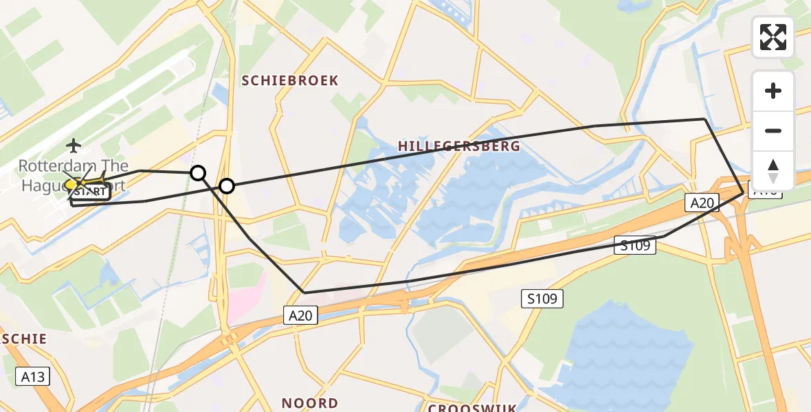 Routekaart van de vlucht: Lifeliner 2 naar Rotterdam The Hague Airport, Zestienhoven