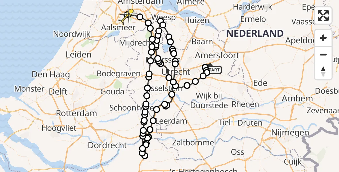 Routekaart van de vlucht: Politieheli naar Schiphol, Treekerweg