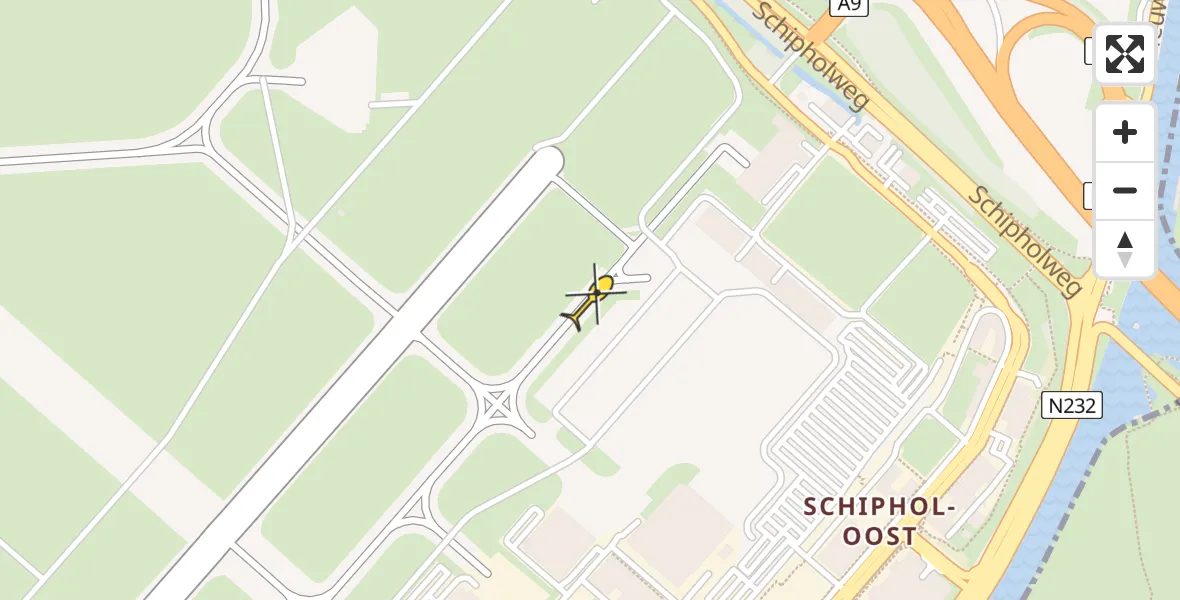 Vluchtroute Politiehelikopter van Schiphol naar Schiphol