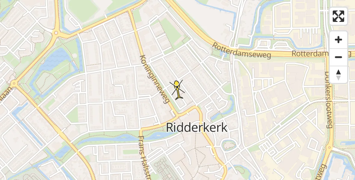 Routekaart van de vlucht: Politiehelikopter naar Ridderkerk