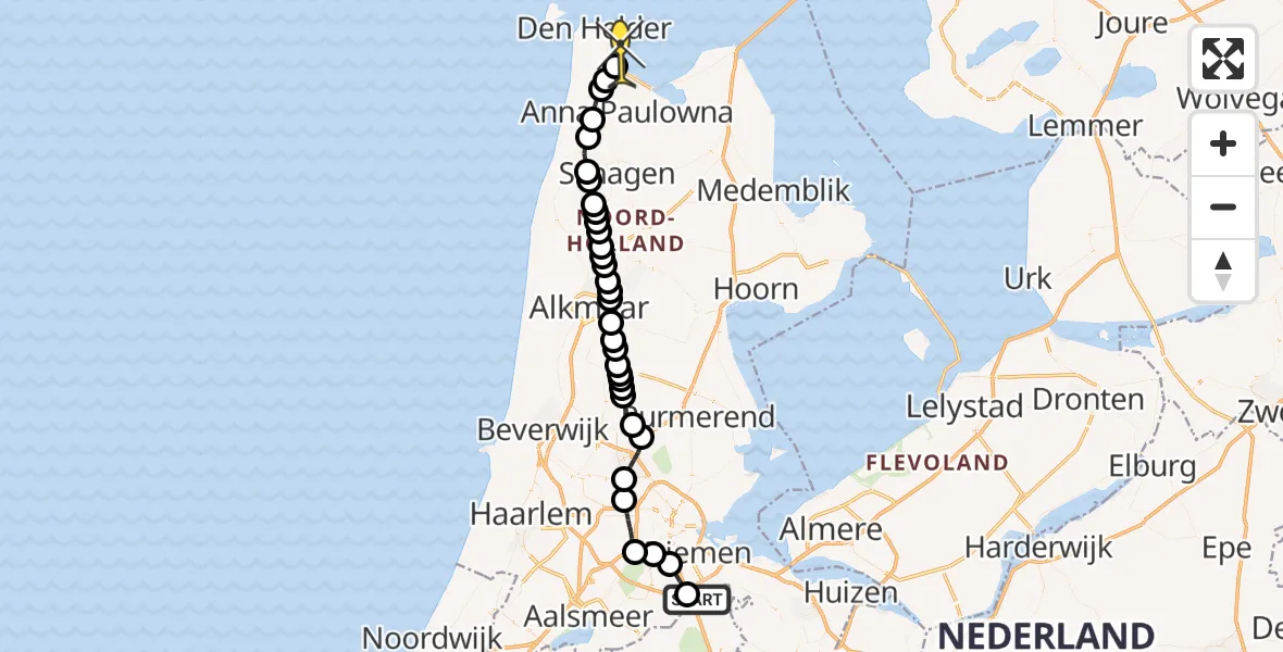 Routekaart van de vlucht: Kustwachthelikopter naar Den Helder, Kinderverblijf