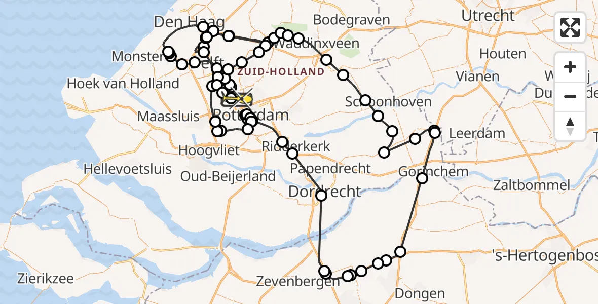 Routekaart van de vlucht: Politieheli naar Rotterdam The Hague Airport, Brandenburgbaan