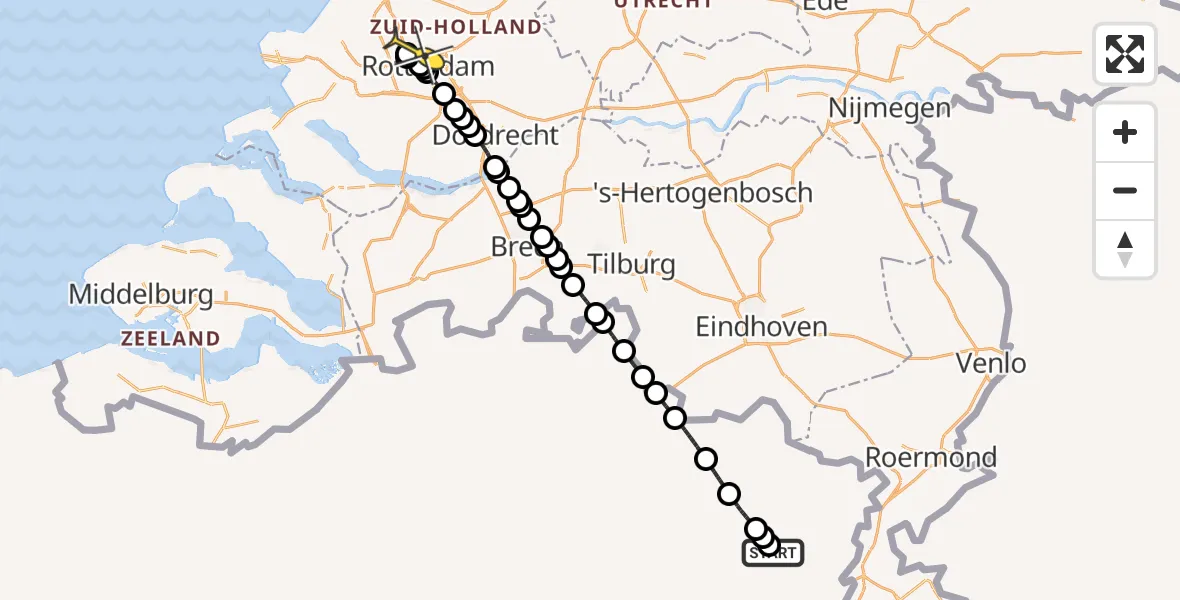 Routekaart van de vlucht: Lifeliner 2 naar Rotterdam The Hague Airport, Brandenburgbaan