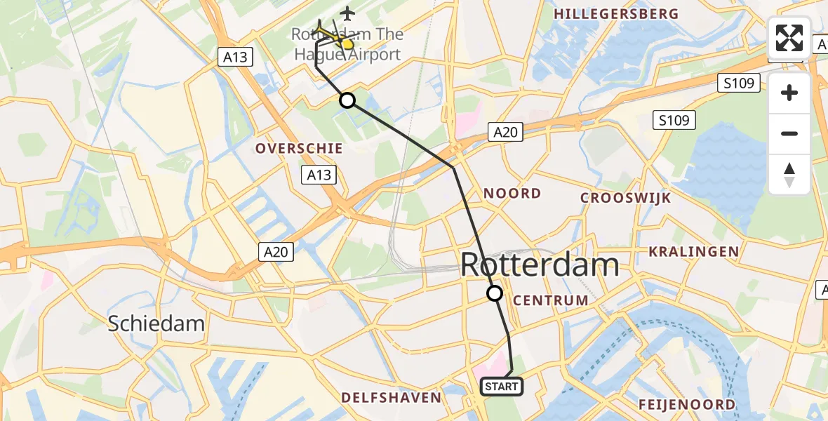 Routekaart van de vlucht: Lifeliner 2 naar Rotterdam The Hague Airport, Malpensabaan