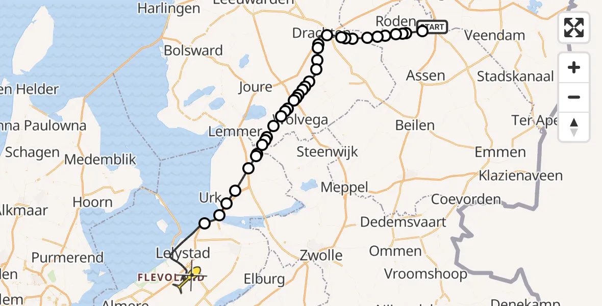 Routekaart van de vlucht: Traumaheli naar Lelystad, Machlaan