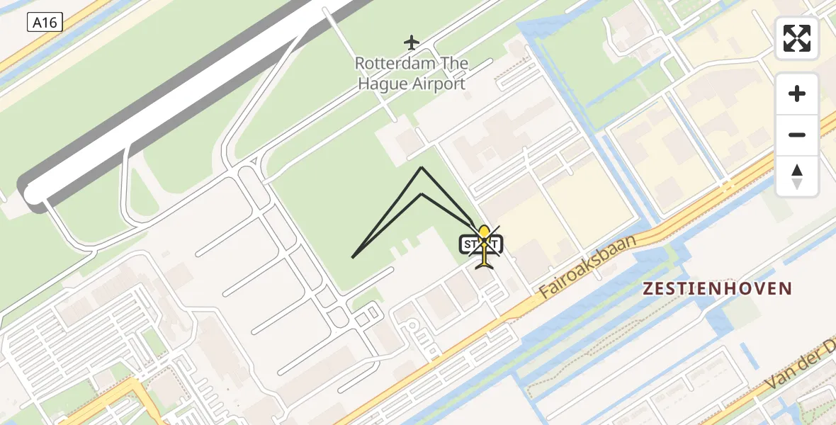 Routekaart van de vlucht: Lifeliner 2 naar Rotterdam The Hague Airport, Brandenburgbaan